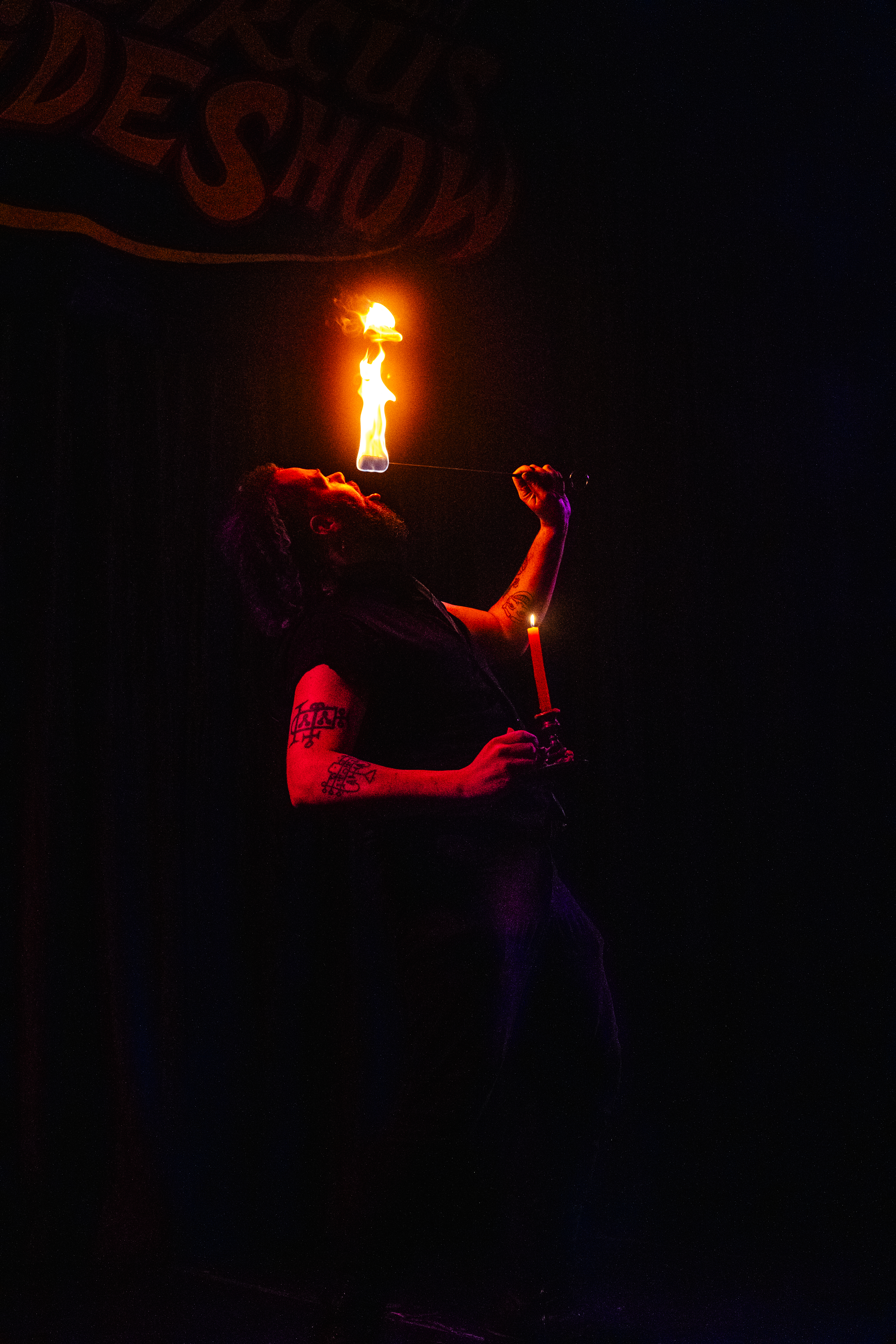 Cyclone Jack hosting outside the Coney Island sideshow
